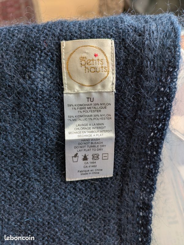 Echarpe laine mohair Des Petits Hauts, marine à pois argentés - Main Image