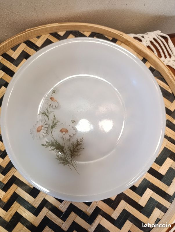 12 ASSIETTES CREUSE Arcopal Modèle Marguerite En Parfait État, Vintage