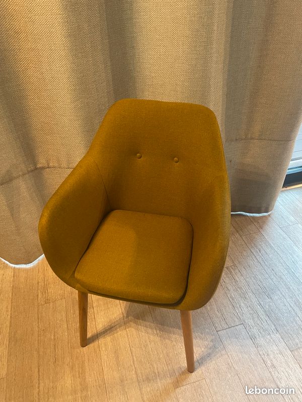 Chaise / Fauteuil de table vintage jaune olive (Maison Du Monde 139,00 ) (image 7)
