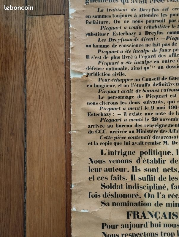 Action Française, Grande affiche entoilée, 1906, "2e Appel au Pays - Picquart au Ministère" (image 4)