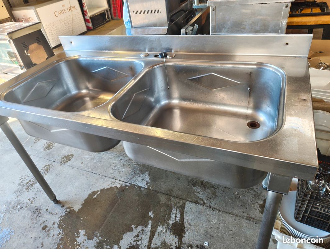 Plonge inox double grands bacs (image 2)
