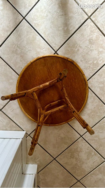 Table basse rotin vintage (image 3)