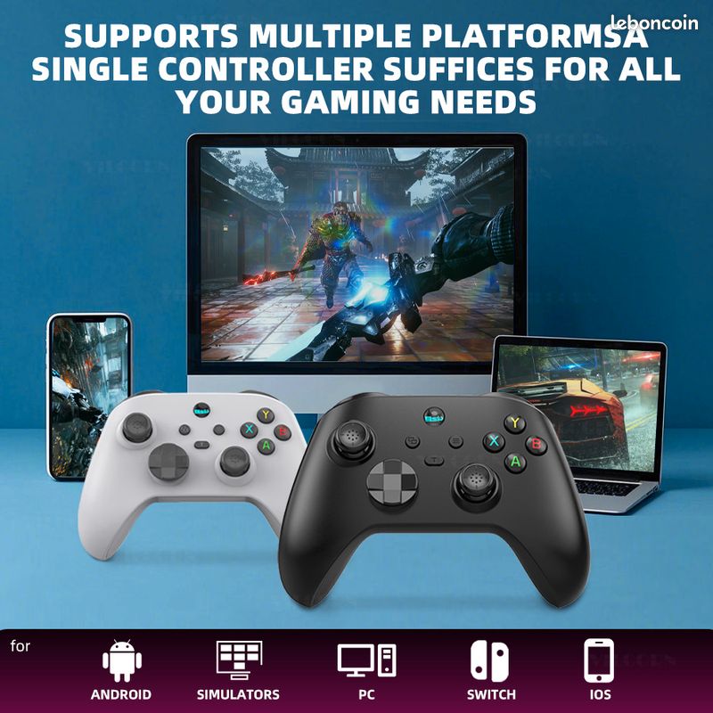 Manette Sans Fil Bluetooth D9 – Compatible Switch, PS3/4/5, Xbox, Android, IOS, PC (Neuf, Fabriqué En France)