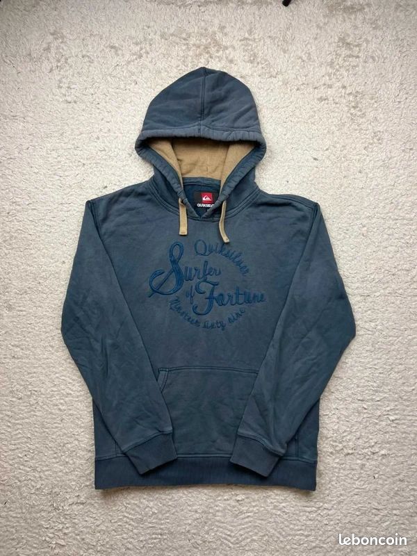 Pull capuche Quiksilver vintage y2k marine logo brodé - M homme (image 1)