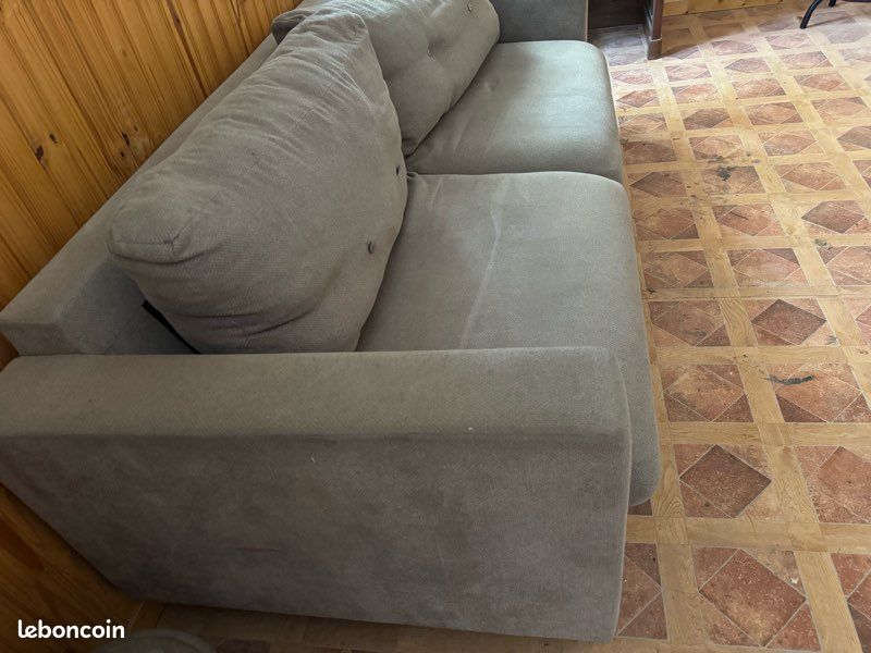 Canapé convertible tissus gris 210*90 (image 3)