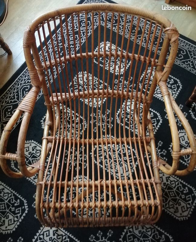 Fauteuil rotin vintage (image 2)