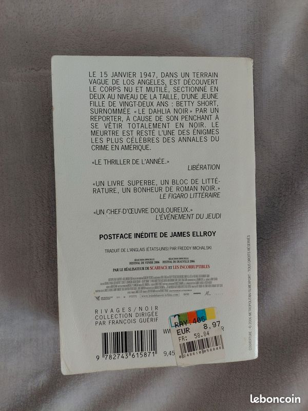 Livre roman James Ellroy Le dahlia noir (image 2)