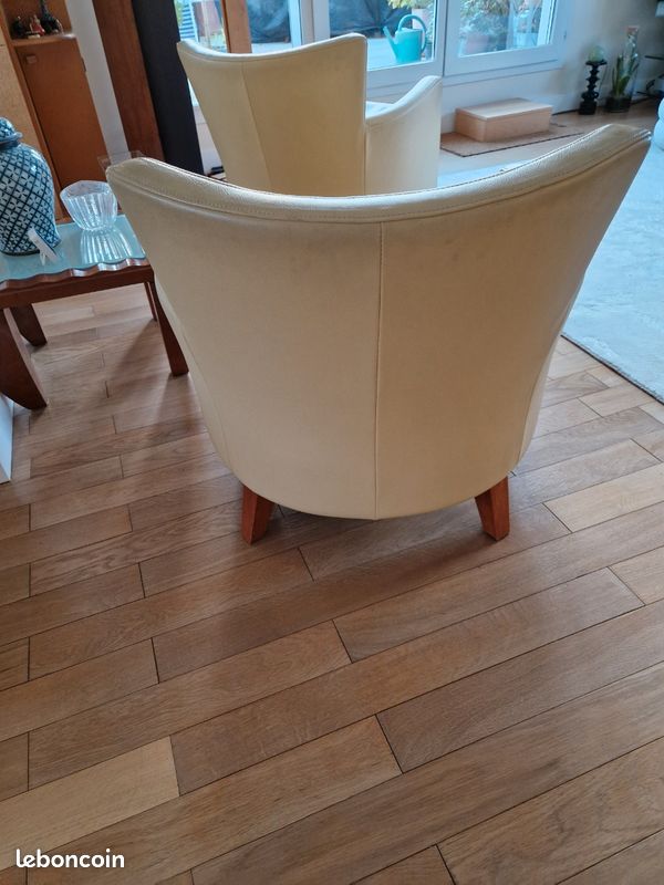 2 fauteuils cuir jaune (image 3)
