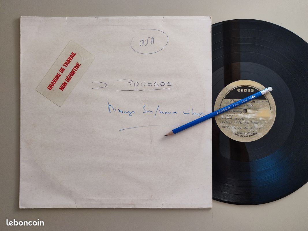 Acetate DEMIS ROUSSOS gravure de travail non définitive ~ Disque 33 tours (12/01/1976) (image 1)