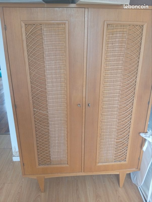 Armoire et commode en rotin vintage (image 1)