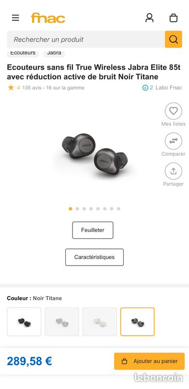NEUFS Ecouteurs sans fil True Wireless Jabra Elite 85t avec réduction active de bruit Noir Titane (image 14)