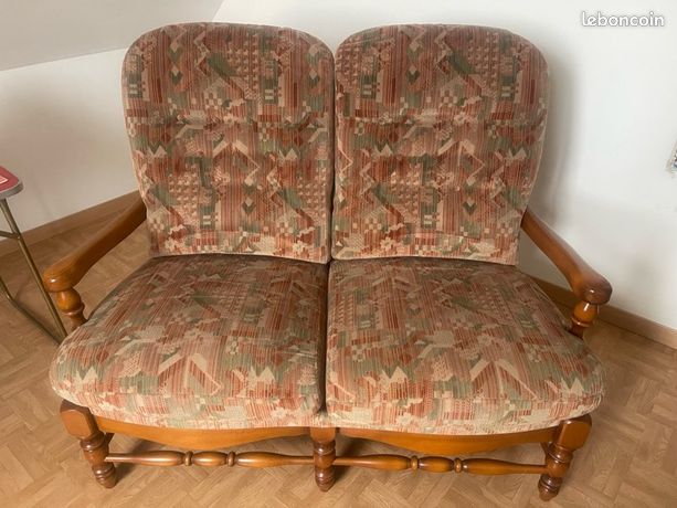 Paire De Fauteuils Jacques Leleu En Merisier Et Velours, Vintage