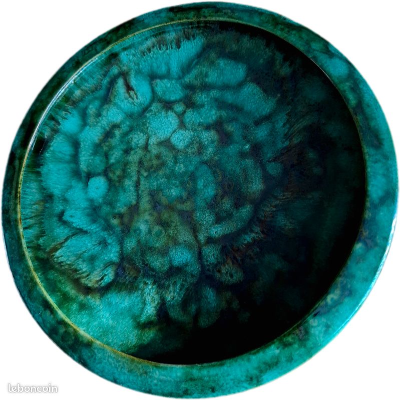 Plat de présentation ceramique vert émeraude Pissareff collpseu objut broc1 (image 2)