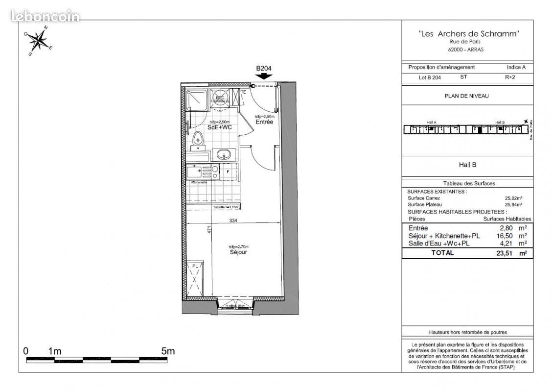 Appartement a louer arras - 1 pièce(s) - 23 m2 - Surfyn