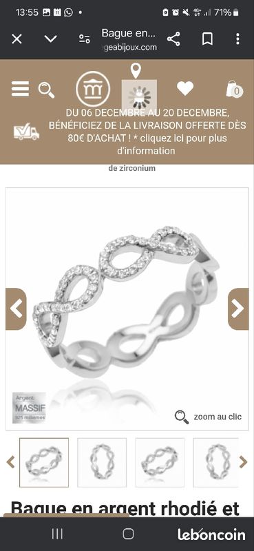 Bague motif infini, le Manège à Bijoux Montres Bijoux