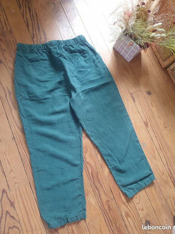 Pantalon fluide cotton chino longueur au dessus des chevilles zara vert taille L (image 5)