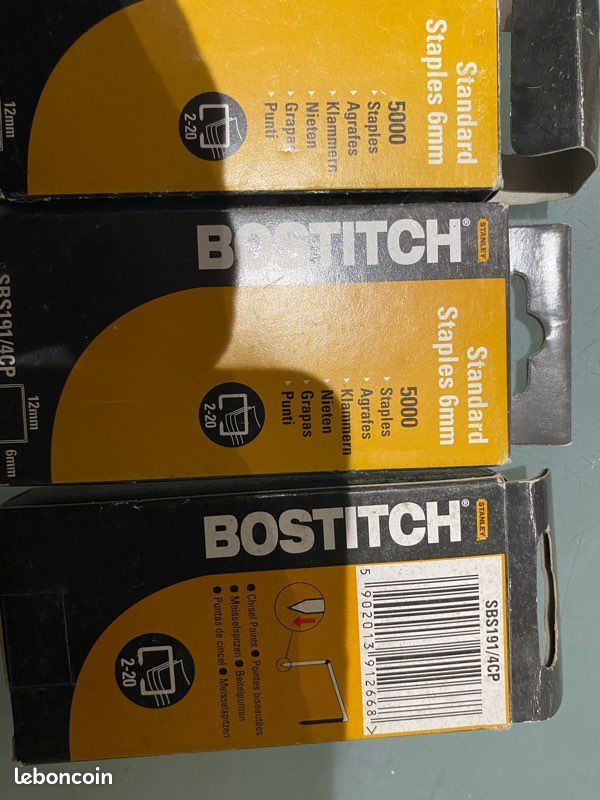 Lot de 3 boîtes d'agrafes Bostitch Standard 6mm SBS191/4CP neuf (image 2)