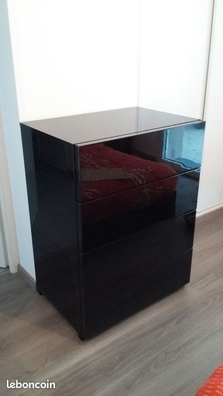 Commode à tiroirs laquée noire (image 2)