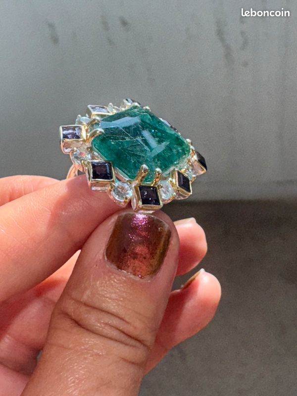 Pendentif En émeraude Verte Naturelle 25 Carats - Argent 925 Solide - Certifié AGL - Neuf Sans Emballage