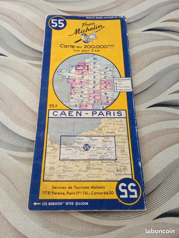CARTE MICHELIN N°: 55 - CAEN / PARIS - 1949