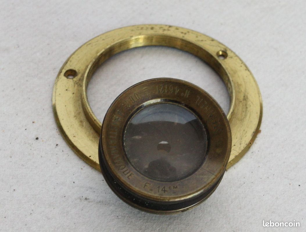 Vintage objectif en laiton Poulenc frères Paris. Rectiligne Rapide N°2
