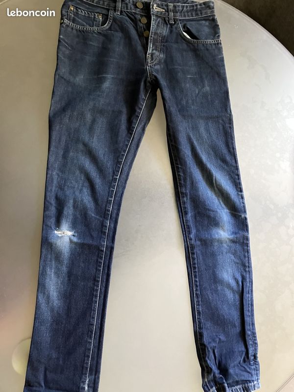 Pantalon jeans marine - C by Chevignon - t.38 - troué (image 1)