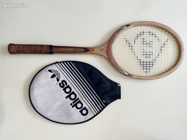 Raquette De Tennis Dunlop En Bois Vintage, Avec Presse à Cordes, Collection