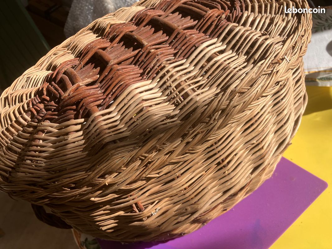 ANCIEN PANIER EN Osier 2 couvercles/ouverture - pique nique gouter Deco Vintage EUR 33,00 - FR
