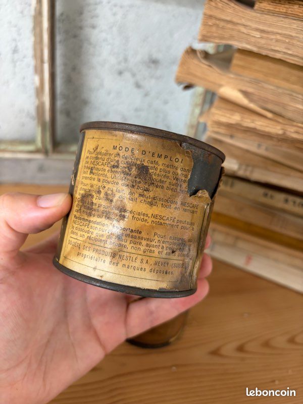 Lot de 2 anciennes boîtes de café Nescafé en métal Nestlé vintage / rétro (image 3)