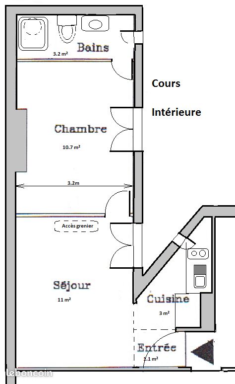 Appartement 2 pièces 29 m² · à Clichy · 29 m² · 950 €/mois