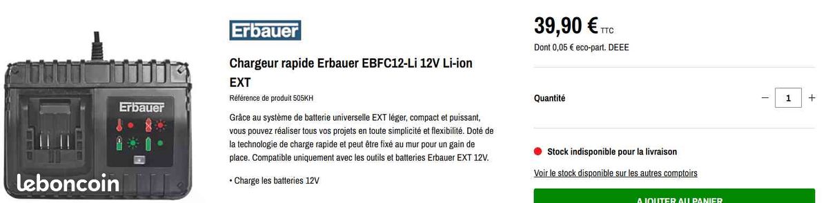 Chargeur batteries neuf multi-port Erbauer EMC18-Li 18V Bricolage