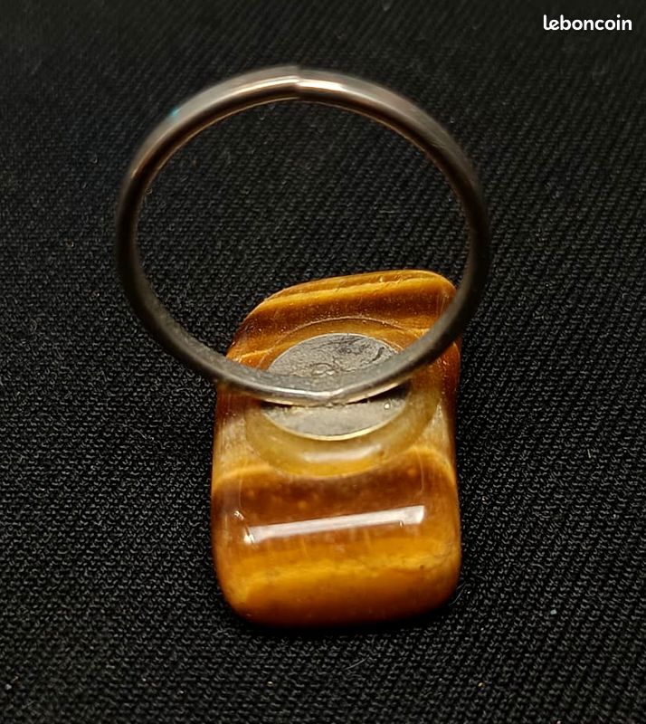 Bague ajustable en pierre naturelle Oeil de Tigre (image 2)
