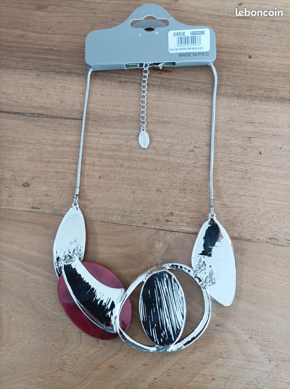 Collier fantaisie metal argente (image 2)