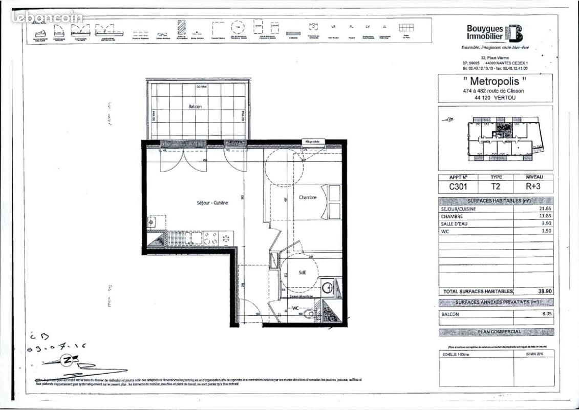Appartement a louer vertou - 2 pièce(s) - 38 m2 - Surfyn