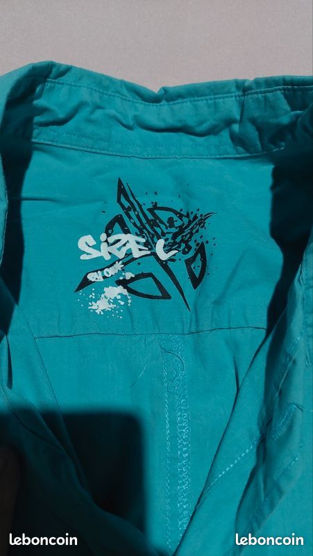 Chemise manche courte turquoise/ bleu ciel (image 5)