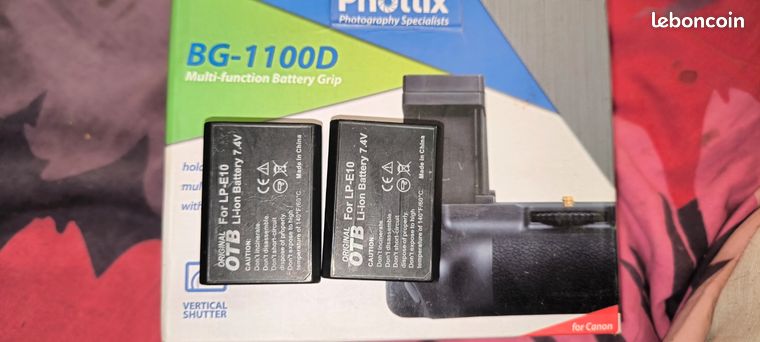 Poignée Batterie PHOTTIX BG-1100D - Compatible Canon EOS 1100D, Double Batterie