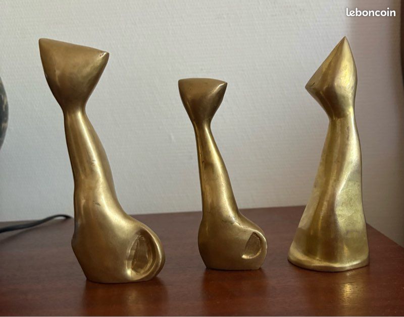 Figurines de chats en laiton vintage (image 5)