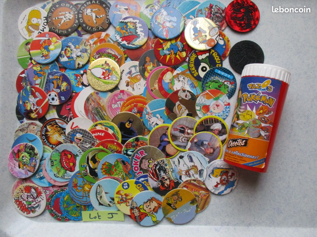 Lot De 2 Pogs Kini Avimage Bleu Et Vert - Occasion, En Plastique, Nostalgie Années 90, Pour Collection Ou Jeu