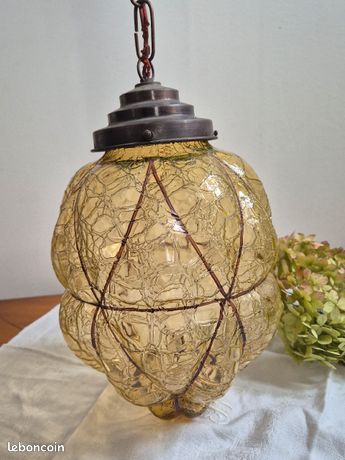 Superbe lanterne venitienne en verre soufflé