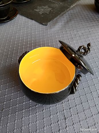 Rare Assiette Plate CERAMONY Vallauris Vintage Noir Lustré H 2,6 D 22 Cm N18 Imgx1200 2437