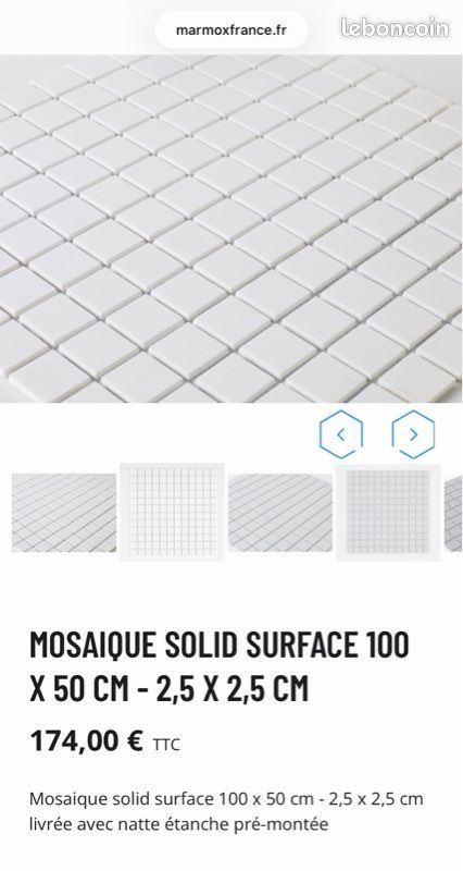 Mosaïque en rouleau Marmox Solid surface 100x50cm (image 1)