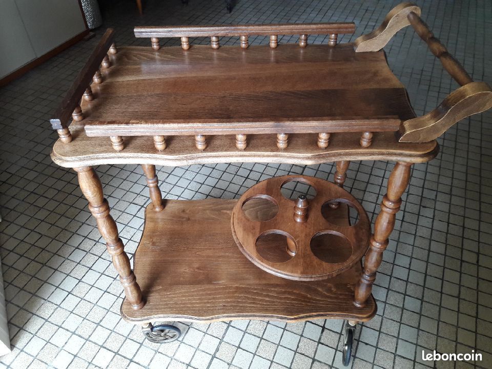 Table bar roulante en bois (image 1)