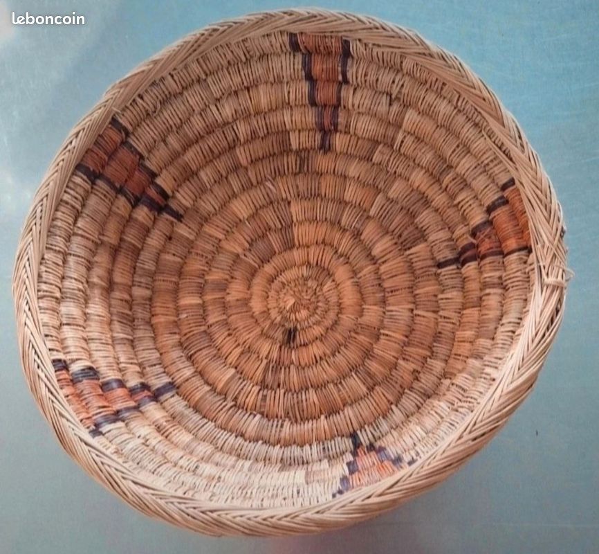 Panier Vintage En Osier Et Fil D'acier – Fait Main, Diamètre 28cm, Hauteur 35cm