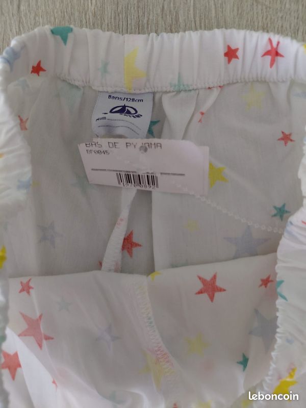 Bas De Pyjama Fille Petit Bateau – Côté 1x1 Imprimé Avec Volants Au Dos, Confort Tout Doux