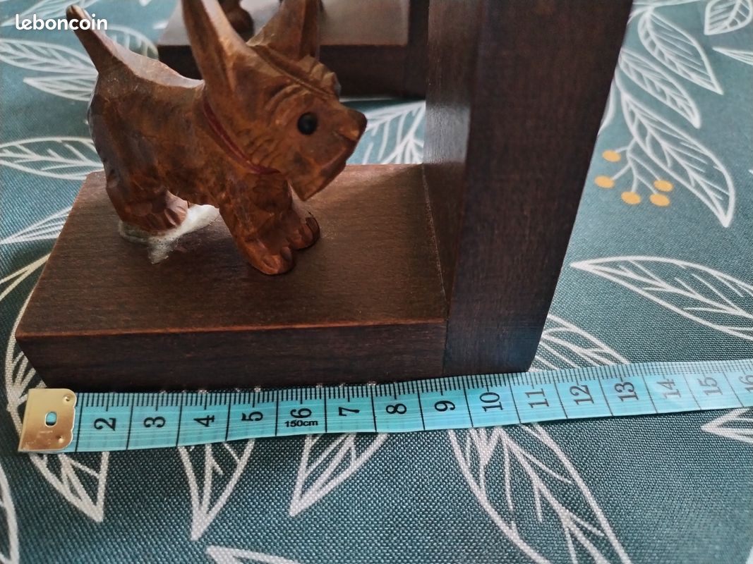 Serre-livres vintage bois 2 chiens Scottie Terrier (image 5)