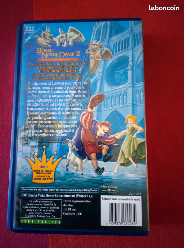 VHS le bossu de Notre Dame 2 (image 2)