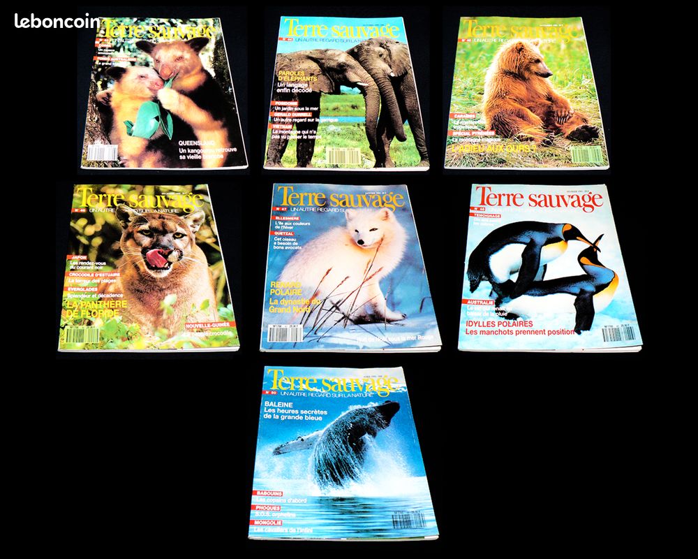 Lot de 7 Magazines NATURE animaux TERRE SAUVAGE revue N° 43 44 45 46 47 48 50 phoque baleine renard (image 1)