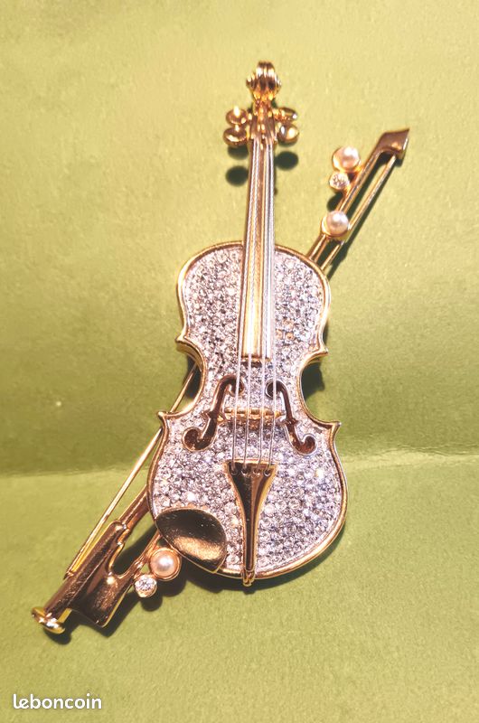 Broche Violon En Métal Argenté – Design élégant, Acier Inoxydable, Sans Marque