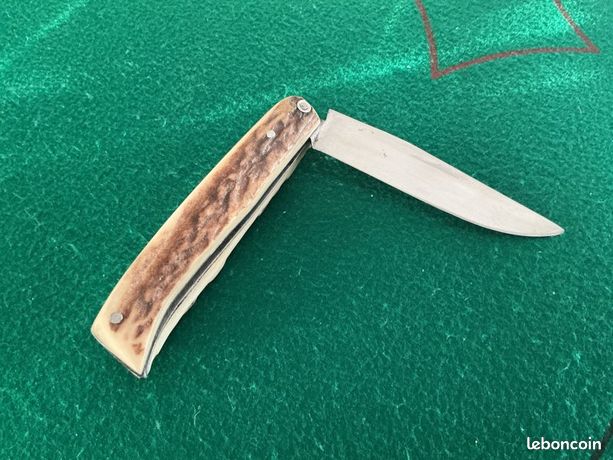 Couteau Vintage Années 1930 - Manche Corne De Cerf, Lame Faucon, Rare, Collection