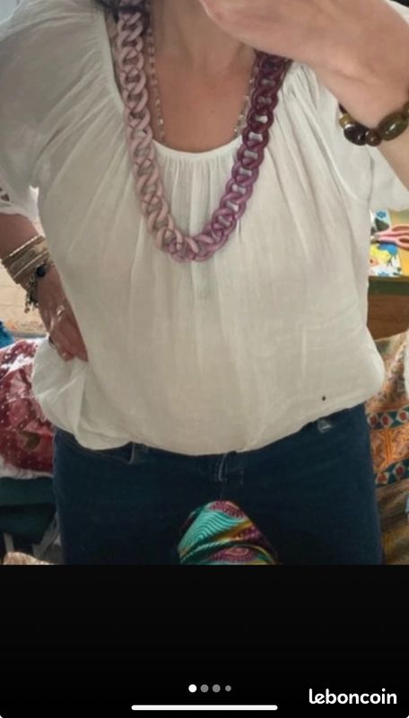 Collier sautoir chaîne Agatha (mauve) (image 1)